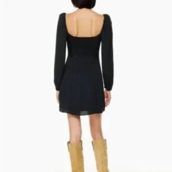 ARITZIA WILFRED Black Novella Mini Dress Long Sleeves In Sizes Small 4 - Picture 3 of 6